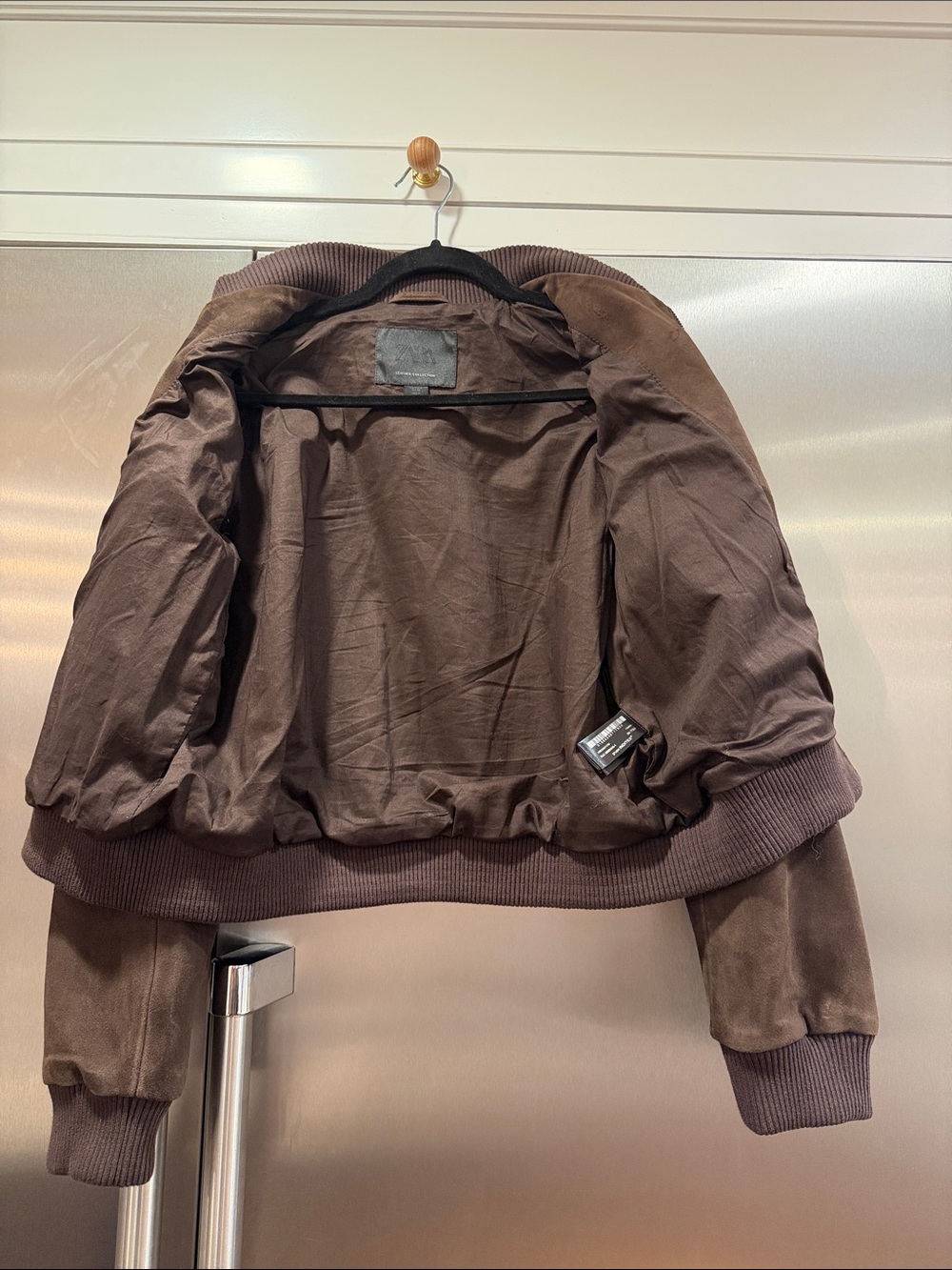 Zara Suede Leather Bomber Jacket size Medium Limited Edition - Picture 7 of 13